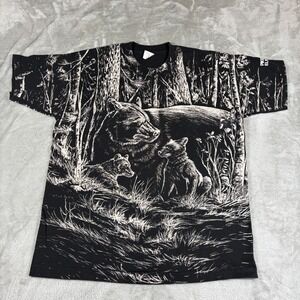 Vintage Bear Shirt‎ Mens XL Art Unlimited All Over Print Cubs 90s Single Stitch